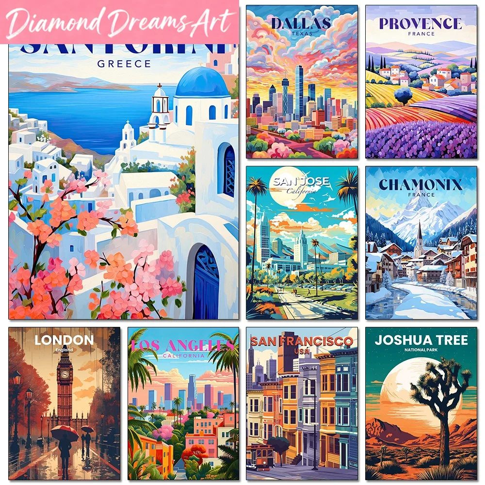 Resin Art World - Çerçevesiz, DIY Güzel Seyahat Şehir Posterleri