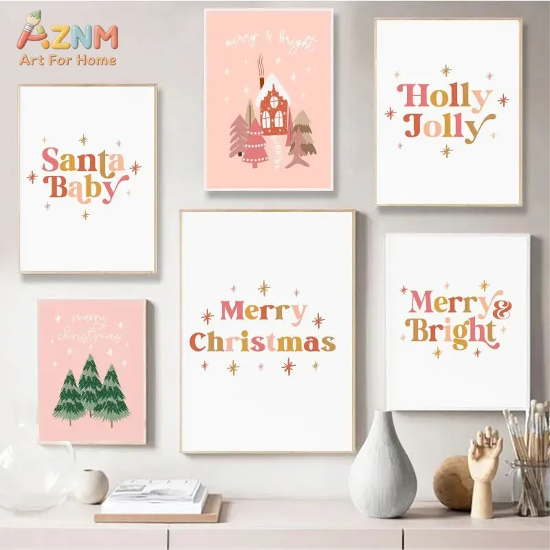 Xmas Resin Art - AZNM Pastel Pembe Noel Mektubu Ev