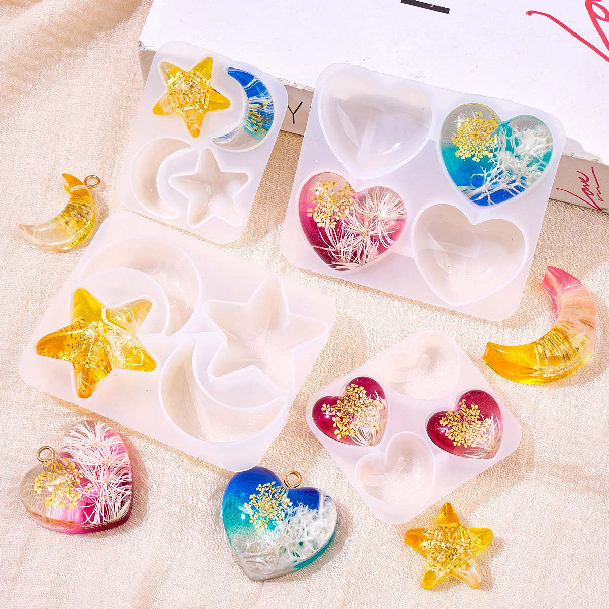 Kalp Yıldız Ay Kolye silikon k - Resin Art Epoxy incelemesi ve fiyatı